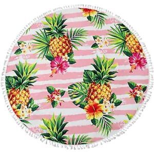 NWT Cupshe Pineapple Print Deluxe Round Fringe Beach Pool Lounge Towel
